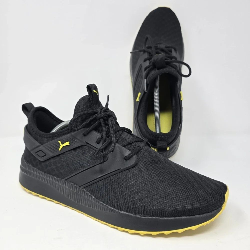 Puma Pacer Next Cage Mens Black Yellow Athletic Sneakers 370009-12 Size 12